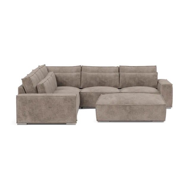 Broadgate Textured Velvet Double Corner & Footstool Set - Tender Taupe