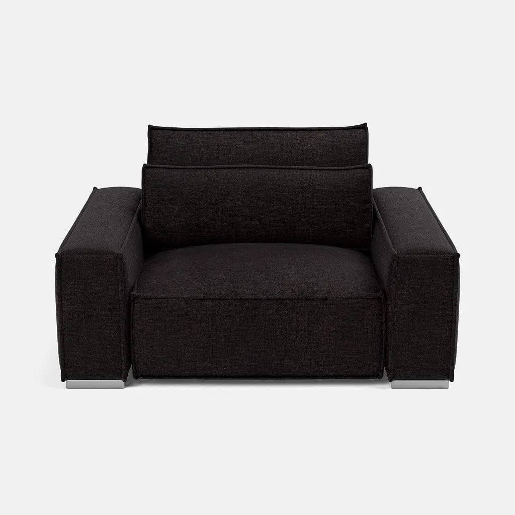 Broadgate Textured Velvet Love Seat - Iron Mountain
