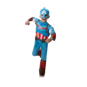 Captain America Costume for Toddlers, Marvel Avengers, Blue and Red Padded Jumpsuit