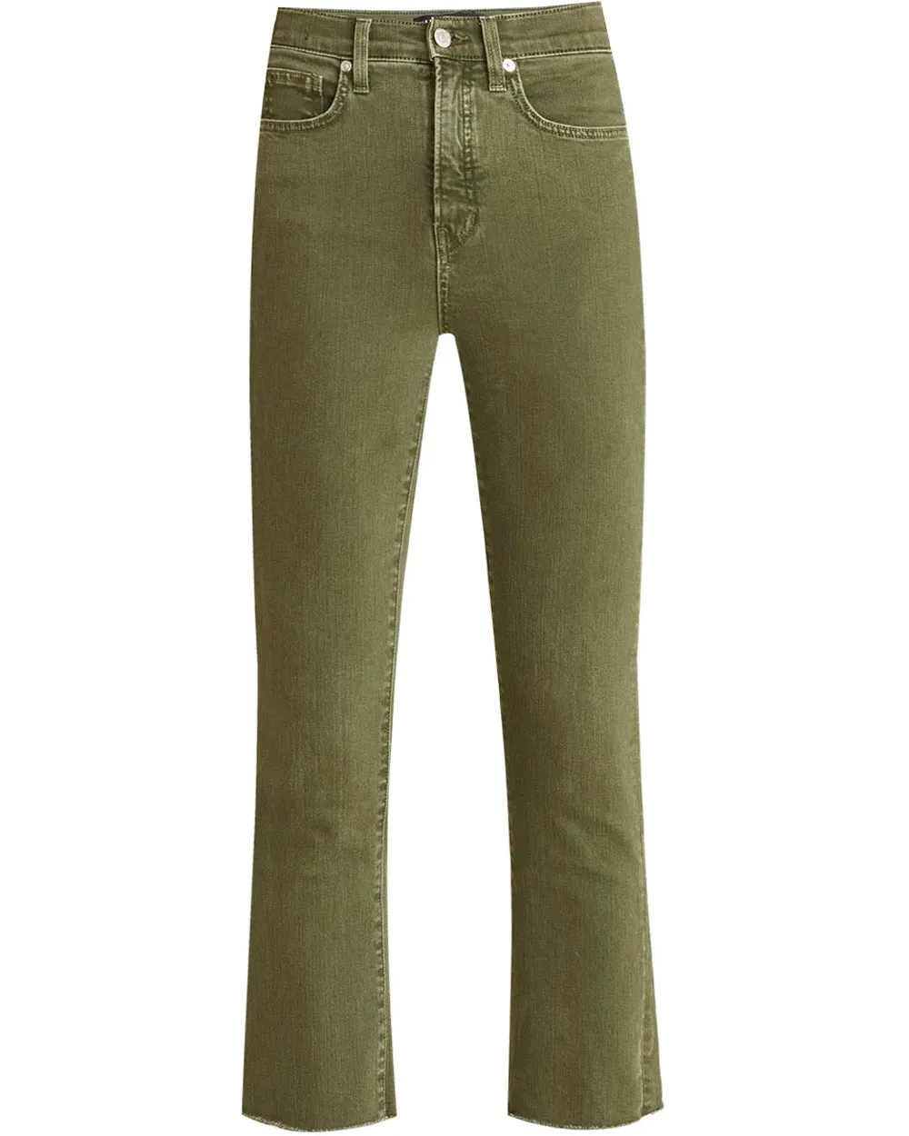 Carly High Rise Kick Flare Jean in Olive Stone
