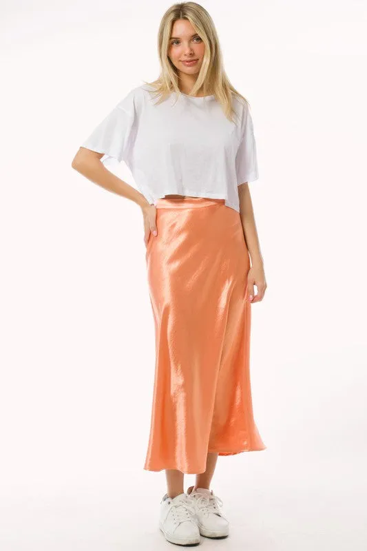 CASSIE SATIN MIDI SLIP SKIRT