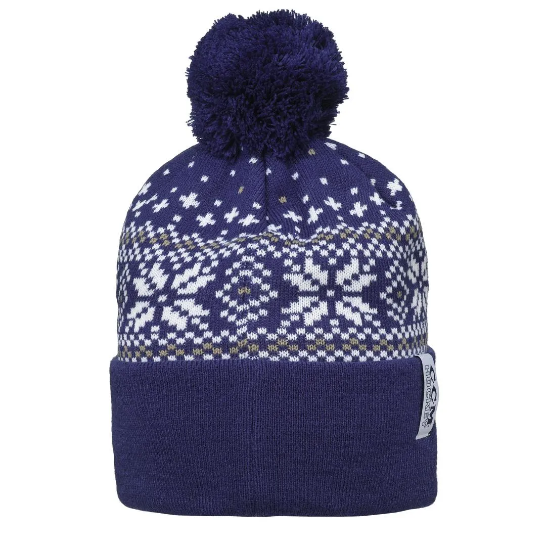 CCM Holiday Snowflake Cuffed Pom Knit Toque Blue