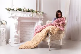 Chunky Knit  Blanket, Choose size & Color! Throw/Twin, Queen, King, Photography Prop, gift for her, gift for mom, home staging