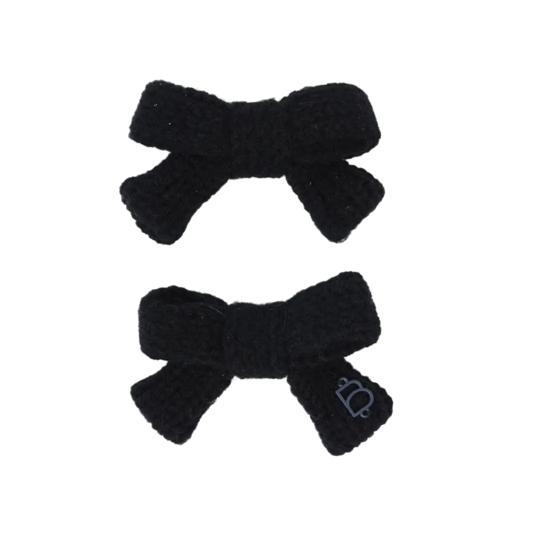 Chunky Knit Mini Bow Clip Set