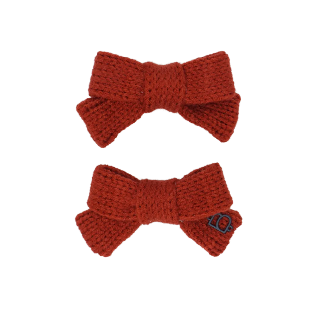 Chunky Knit Mini Bow Clip Set