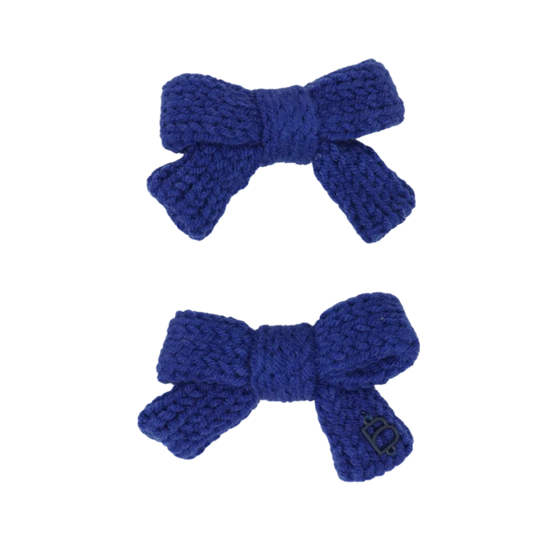 Chunky Knit Mini Bow Clip Set