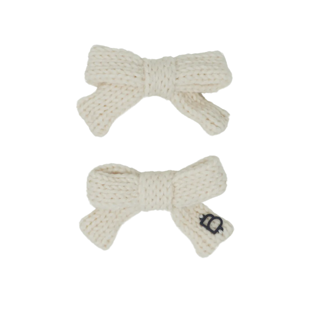 Chunky Knit Mini Bow Clip Set