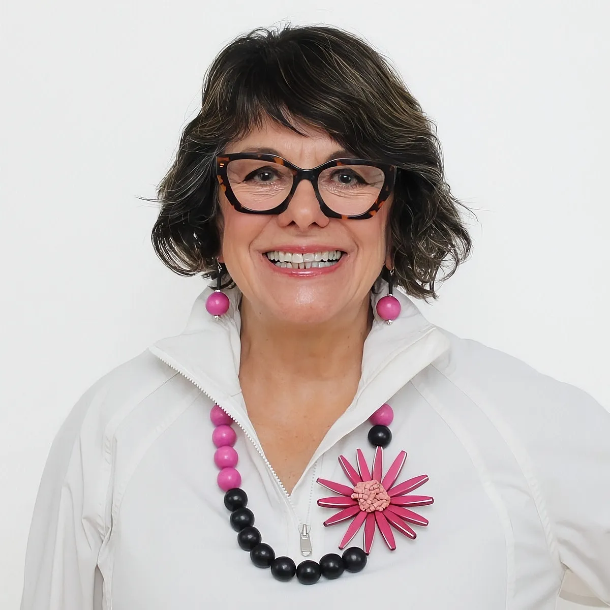 Chunky Magenta Flower Statement Necklace