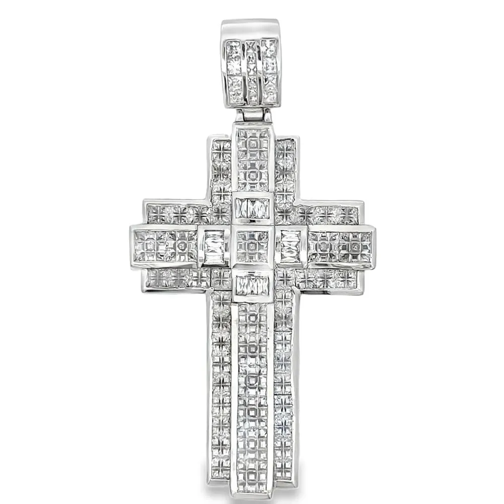 Chunky Princess Cut Cross CZ Iced Out Pendant