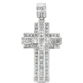 Chunky Princess Cut Cross CZ Iced Out Pendant