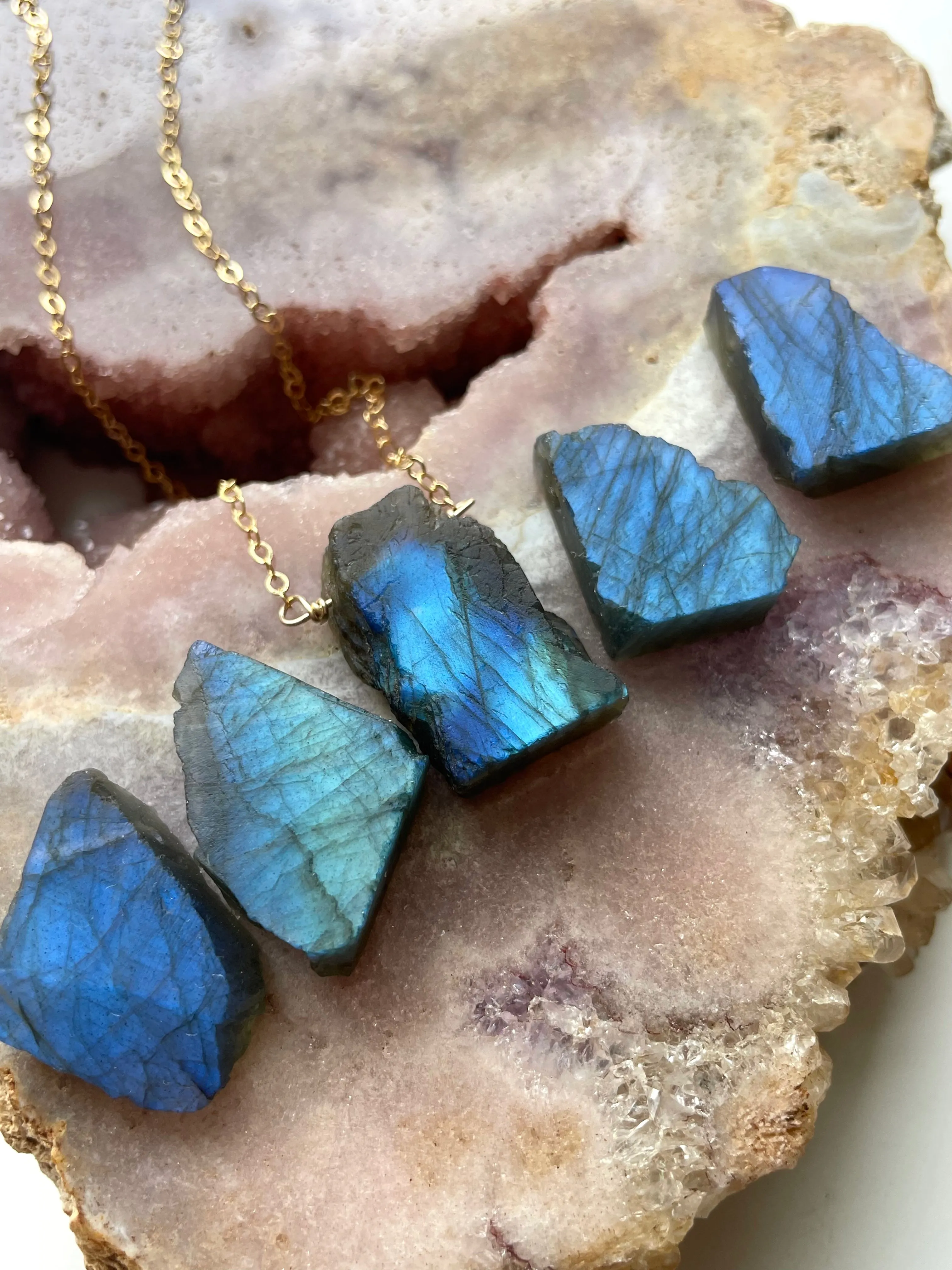 Chunky Raw Labradorite Necklace