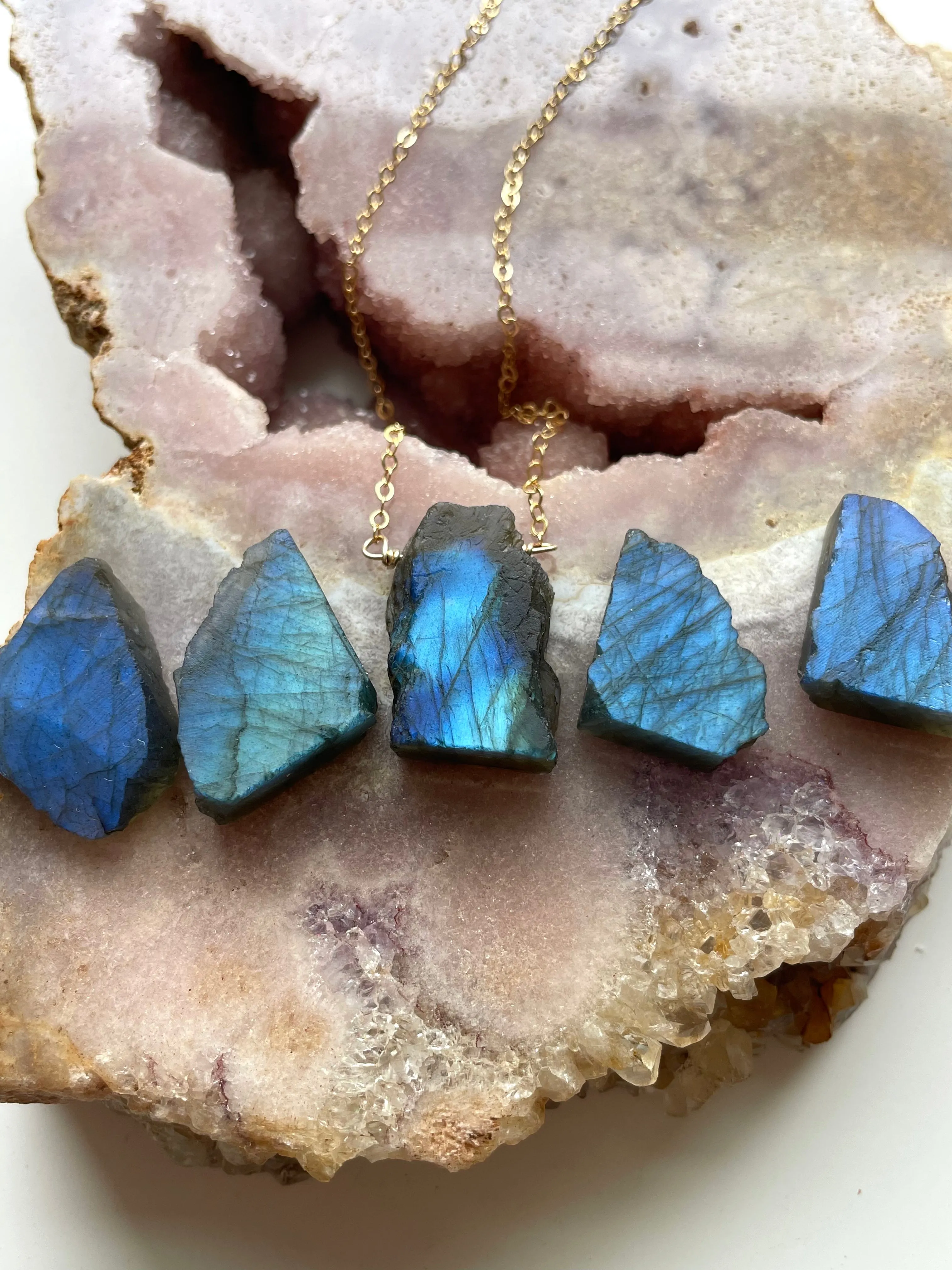 Chunky Raw Labradorite Necklace