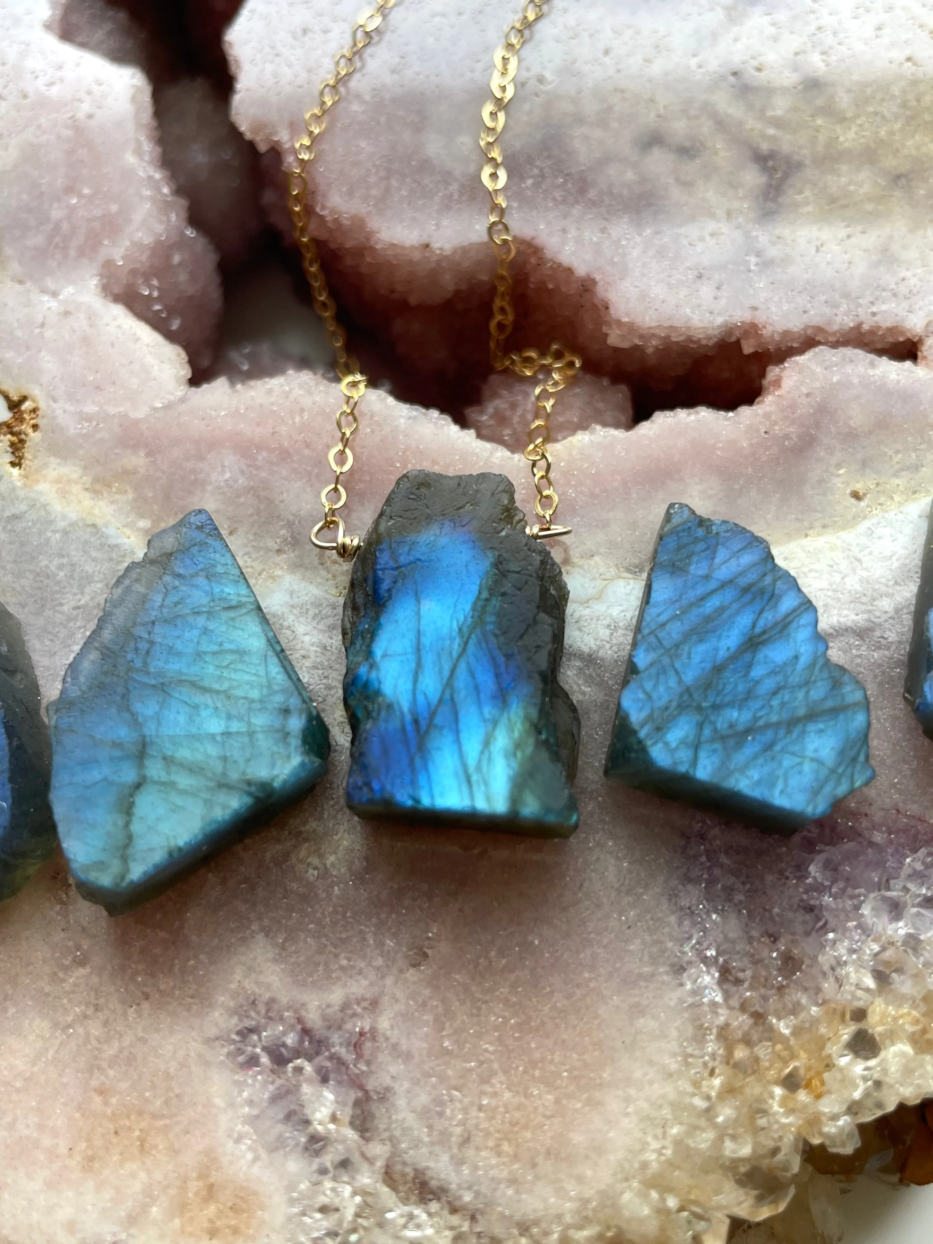 Chunky Raw Labradorite Necklace