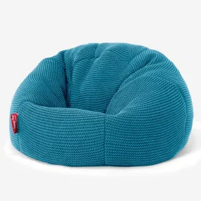 Classic Kids Bean Bag Chair 1-5 yr - Ellos Knitted Petrol Blue