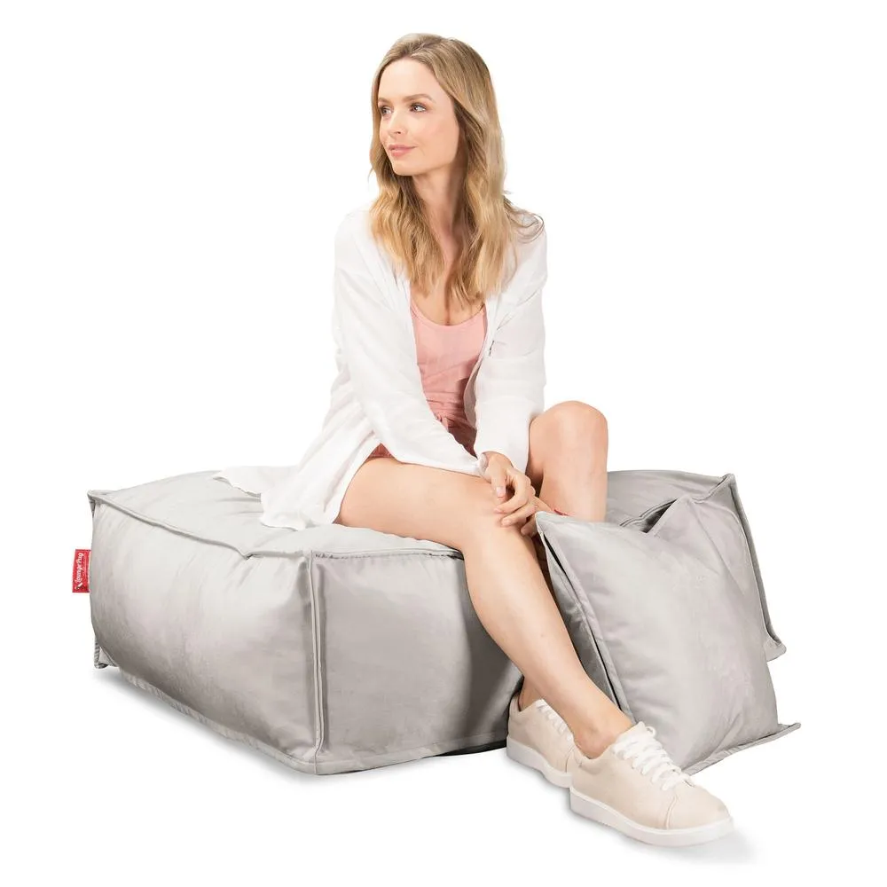 CloudSac 250 Memory Foam Ottoman Pouf - Velvet Silver