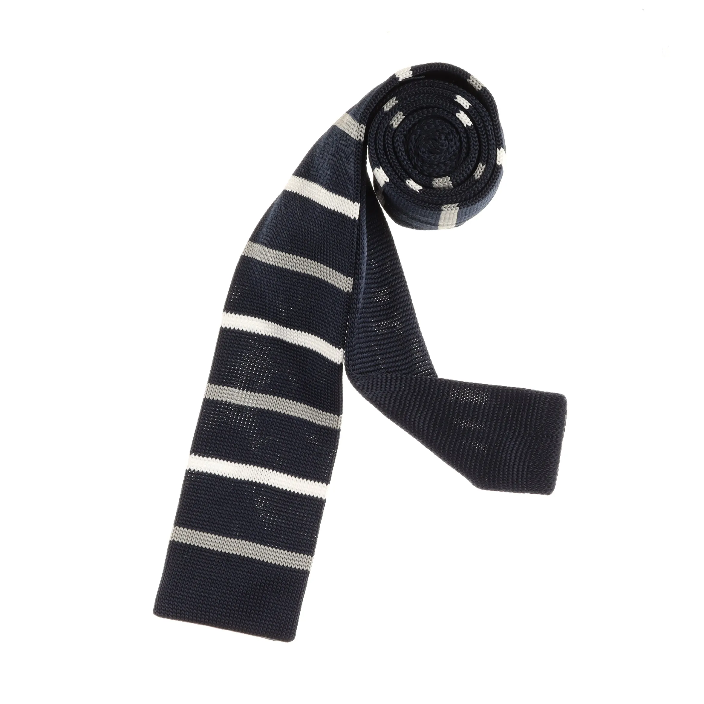 Copy of Navy, White & Gray Horizontal Knit Tie