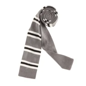 Copy of Silver, White & Black Horizontal Knit Tie