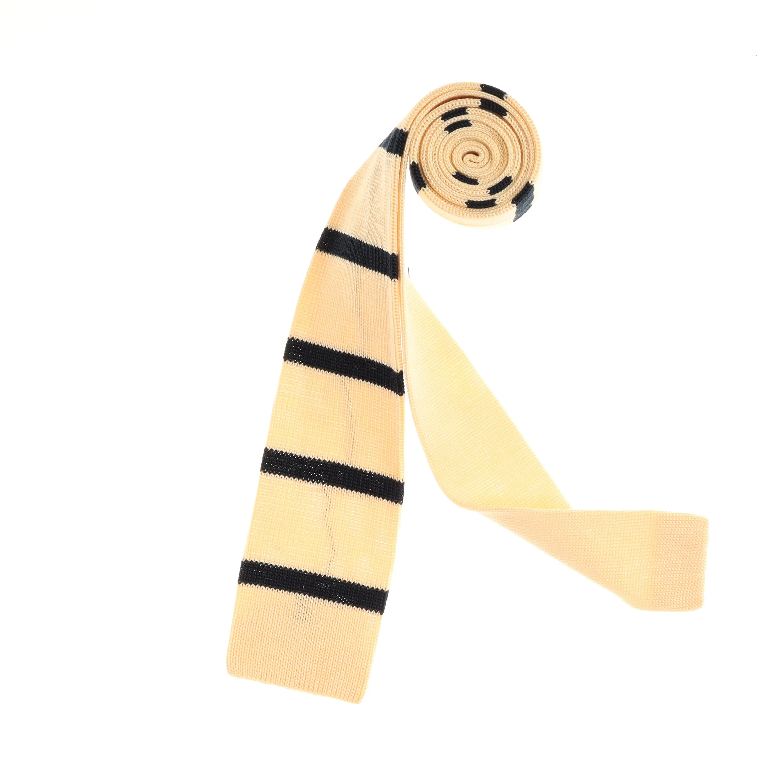 Cream & Black Horizontal Knit Tie