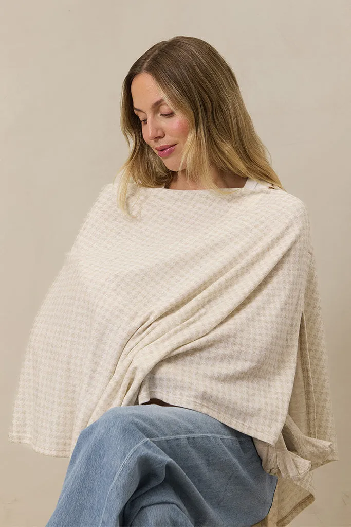 Cream Houndstooth Nursing Cover