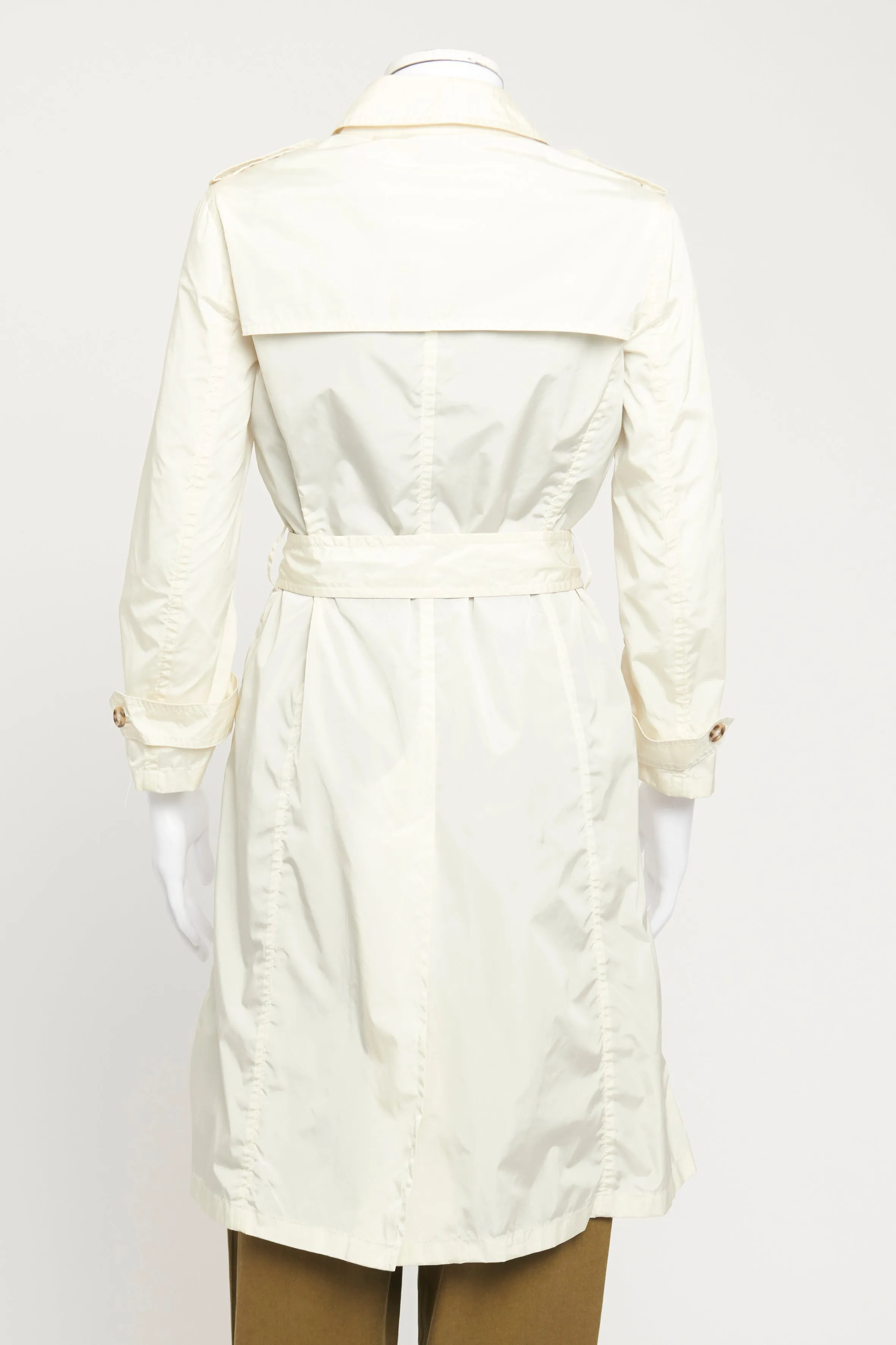 Cream Nylon Preowned Trench Coat