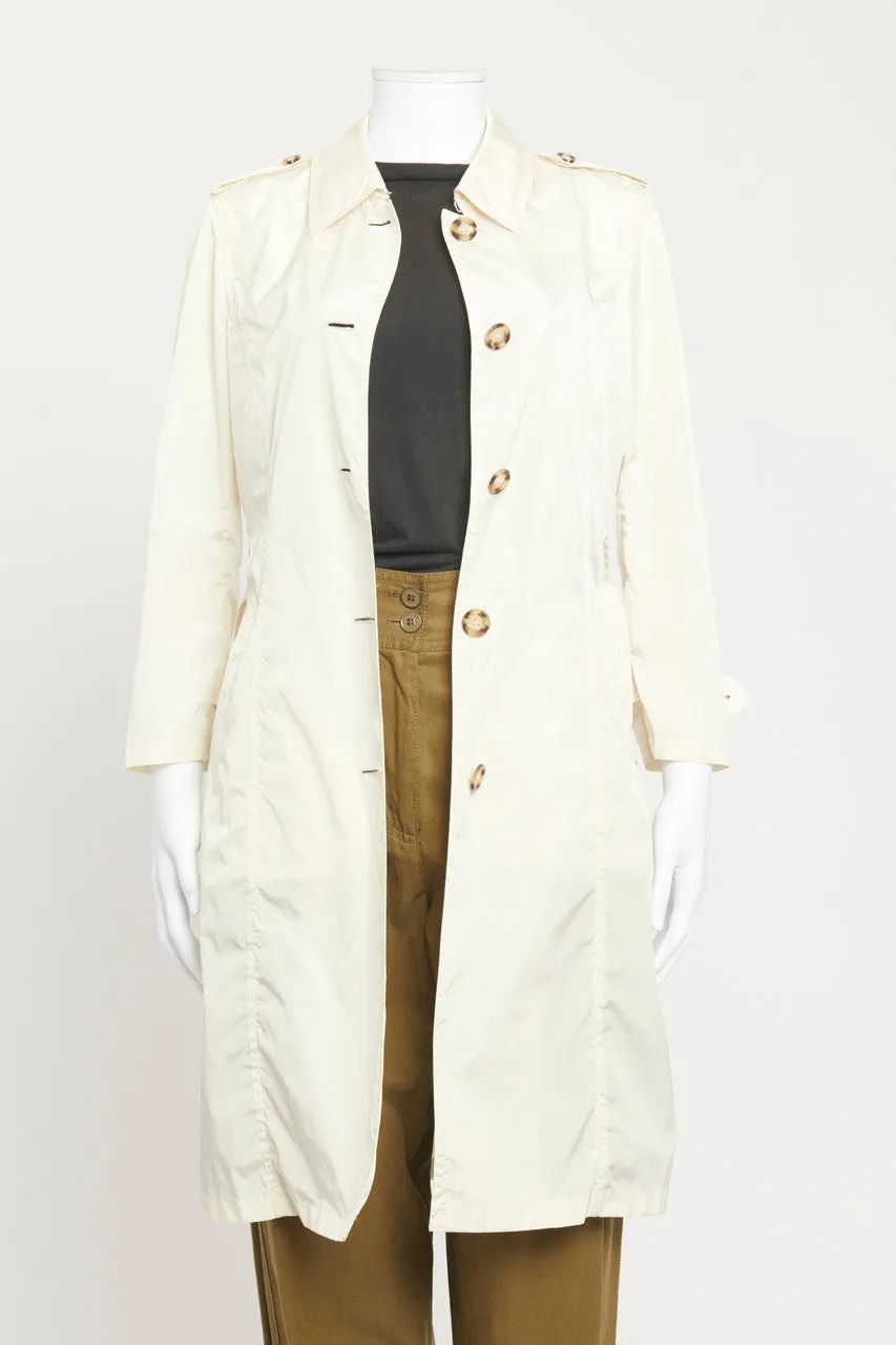 Cream Nylon Preowned Trench Coat