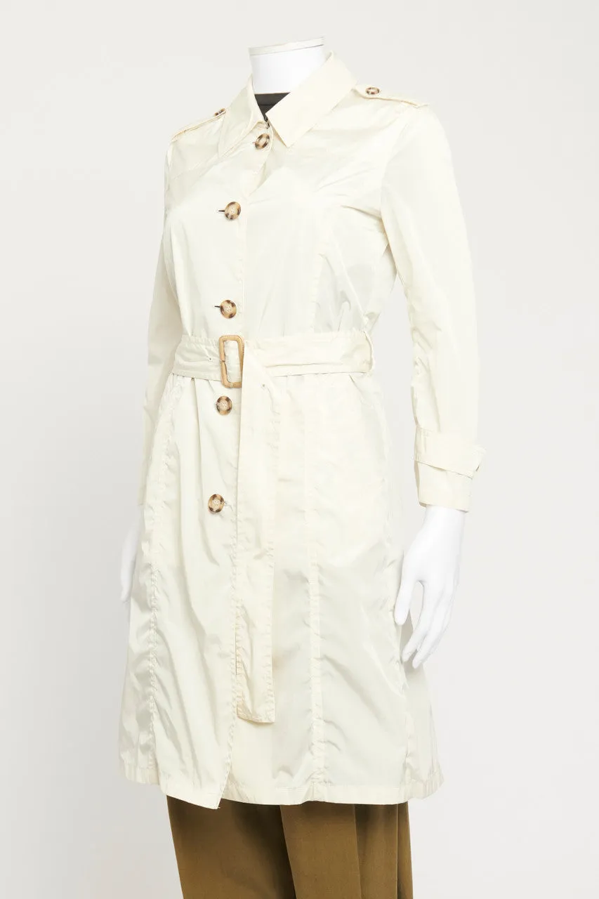 Cream Nylon Preowned Trench Coat