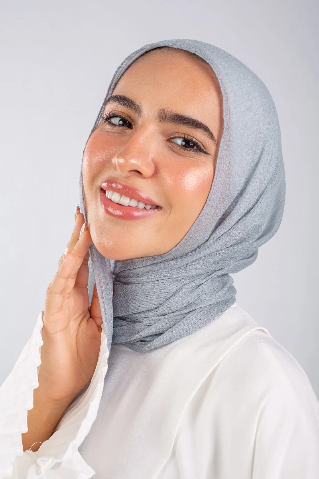 Crinkle Modal Hijab - Dolphin Grey