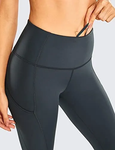 CRZ YOGA Women's Naked Feeling Workout Leggings 25 Inches - High Waisted Yoga Pants with Side Pockets Melanite