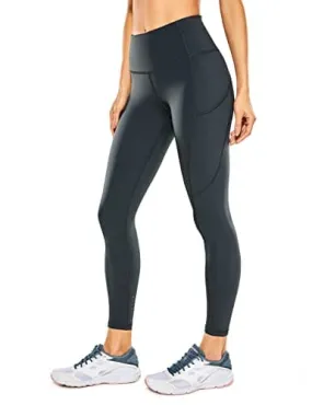 CRZ YOGA Women's Naked Feeling Workout Leggings 25 Inches - High Waisted Yoga Pants with Side Pockets Melanite