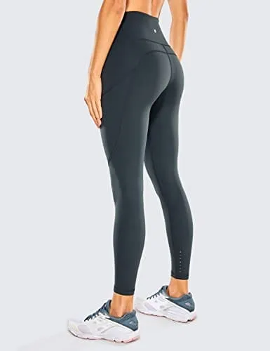 CRZ YOGA Women's Naked Feeling Workout Leggings 25 Inches - High Waisted Yoga Pants with Side Pockets Melanite