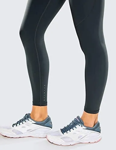 CRZ YOGA Women's Naked Feeling Workout Leggings 25 Inches - High Waisted Yoga Pants with Side Pockets Melanite