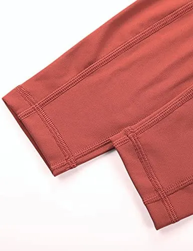 CRZ YOGA Women's Naked Feeling Workout Leggings 25 Inches - High Waisted Yoga Pants with Side Pockets The Cognac Brown