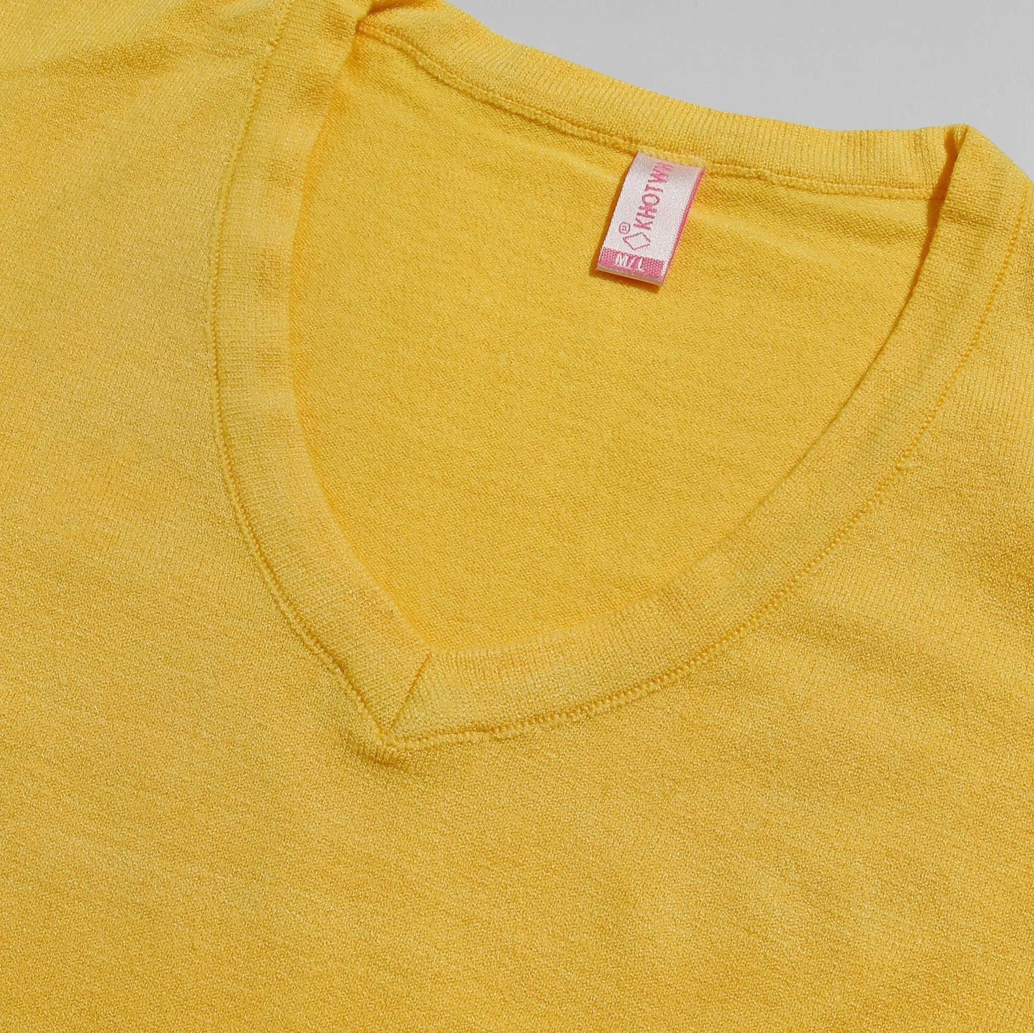 Cyber Yellow V-Neck Knit Pullover