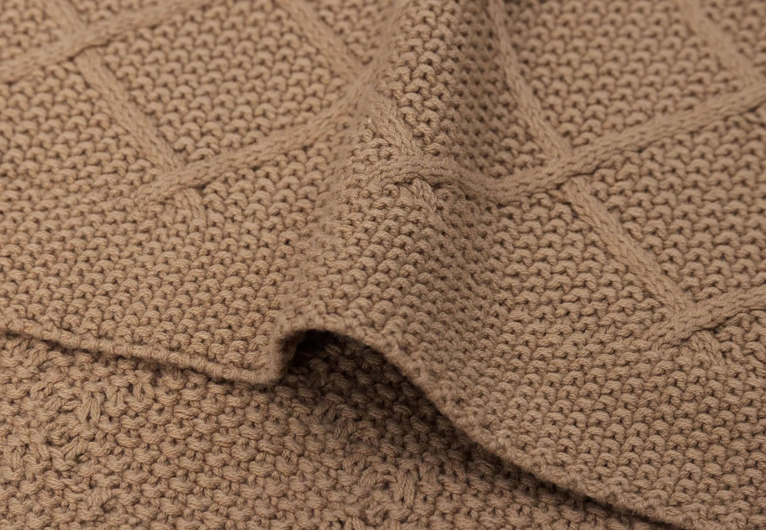 Deken Ledikant 100x150cm Check Knit - Biscuit