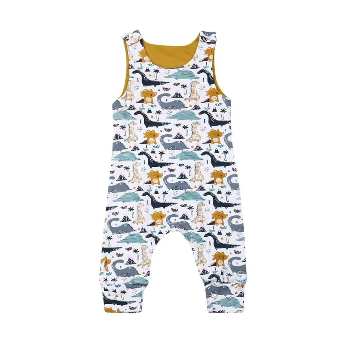 Dino Sleeveless Baby Jumpsuit