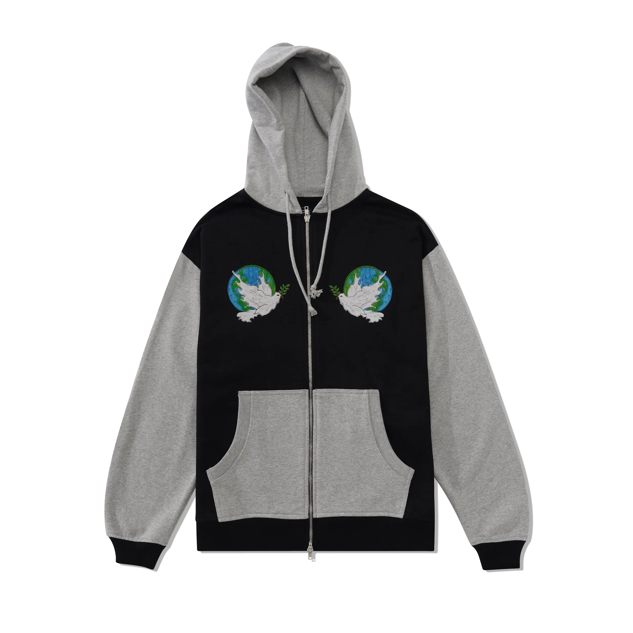 Dove Peace Zipped Pullover, Black