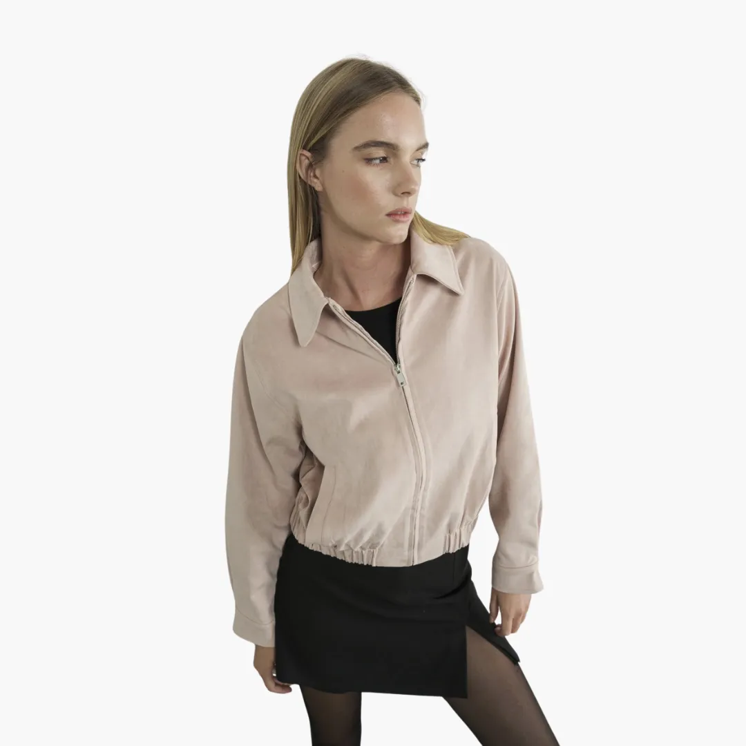 Dusty Pink Faux Suede Jacket