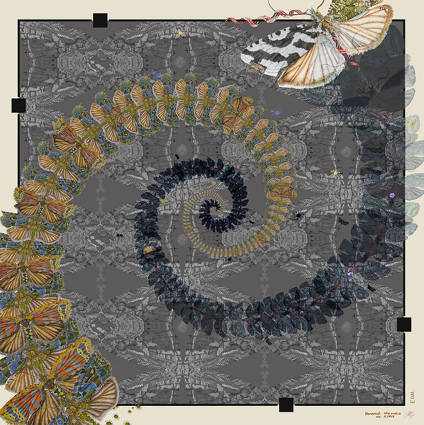 eX de Medici X Kmossed 'double double double crossed' silk scarf