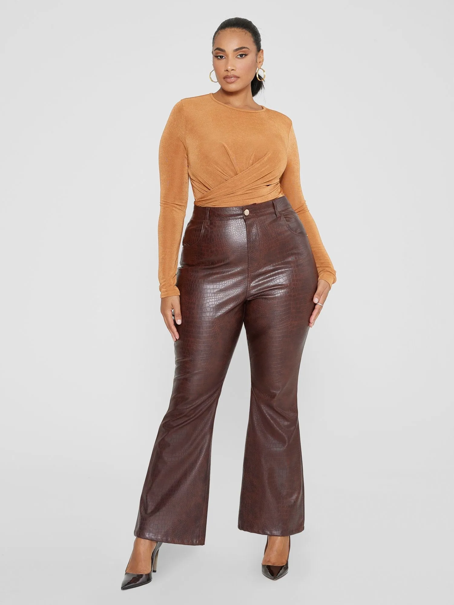 Fashion To Figure - Marianne Croc Texture Faux Leather Pants
