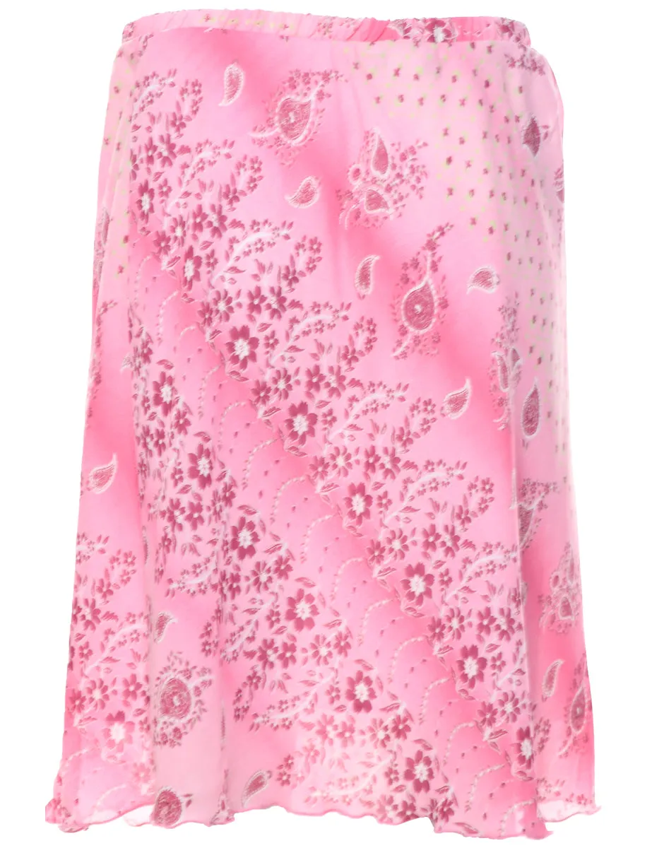 Floral Pattern Y2K Midi Skirt - L