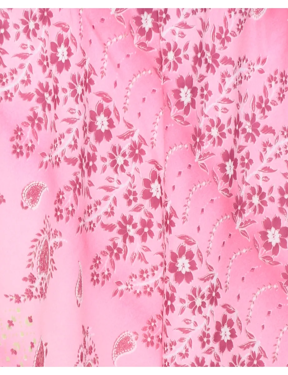 Floral Pattern Y2K Midi Skirt - L
