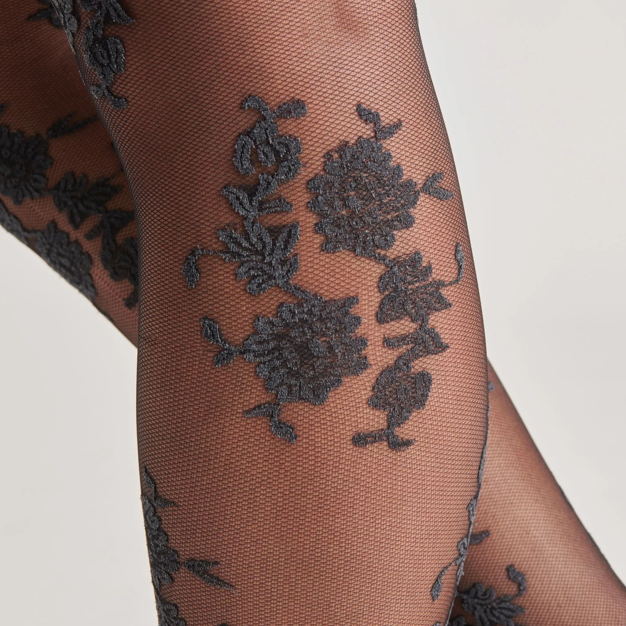 FLORAL TIGHTS BLACK