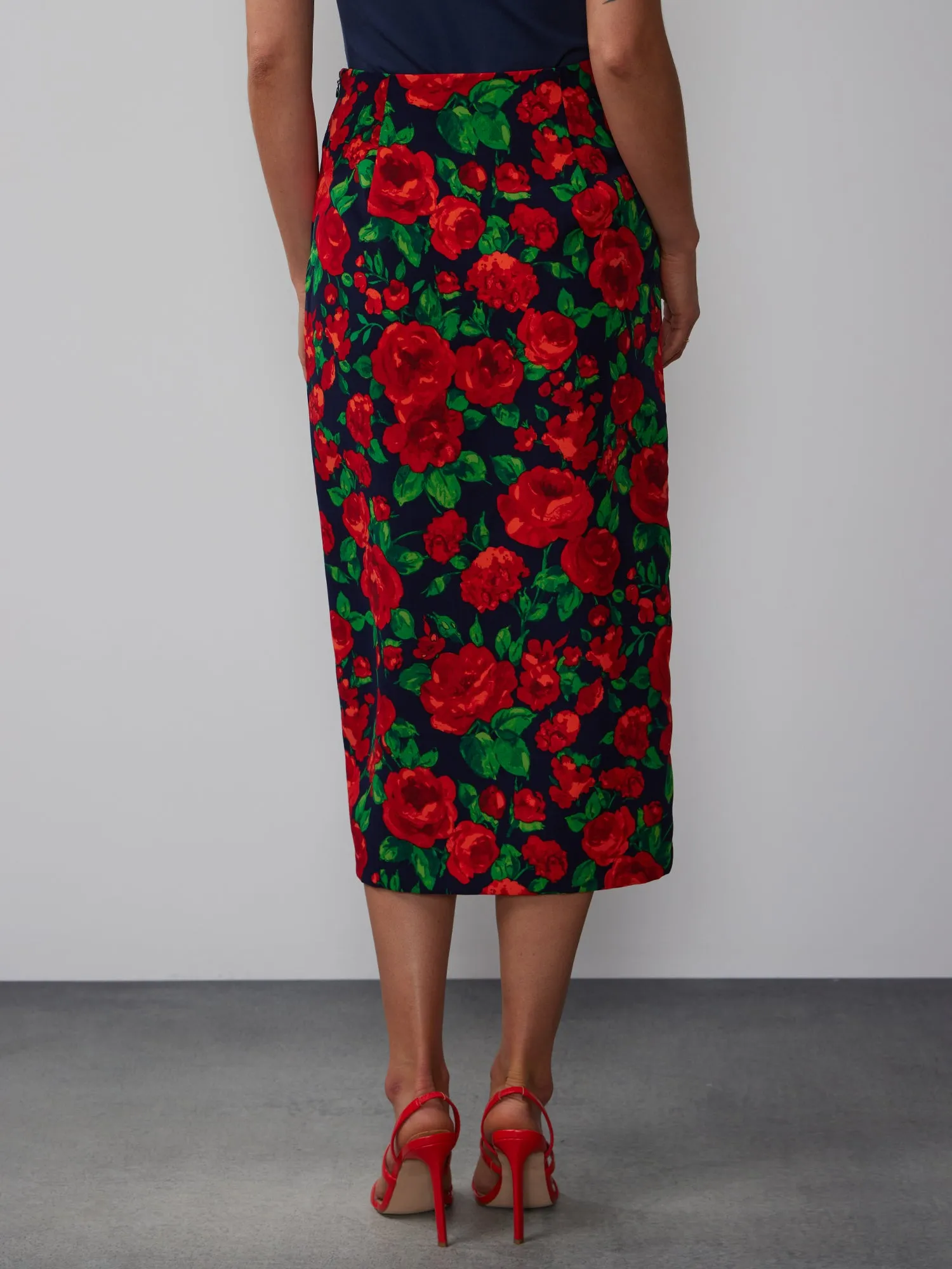 Floral Wrap Midi Skirt