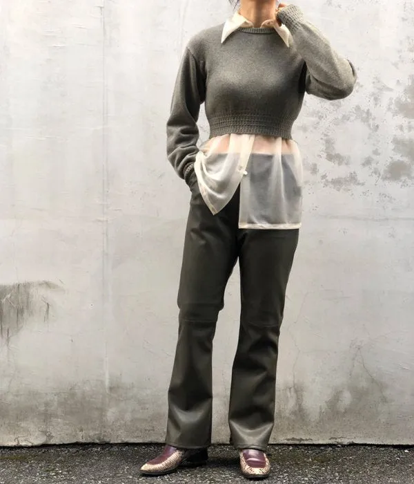 FUMIKA_UCHIDA/7G CASHMERE_CREW-NECK SHORT SWEATER(SAGEGREY)