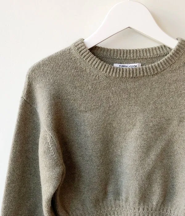 FUMIKA_UCHIDA/7G CASHMERE_CREW-NECK SHORT SWEATER(SAGEGREY)