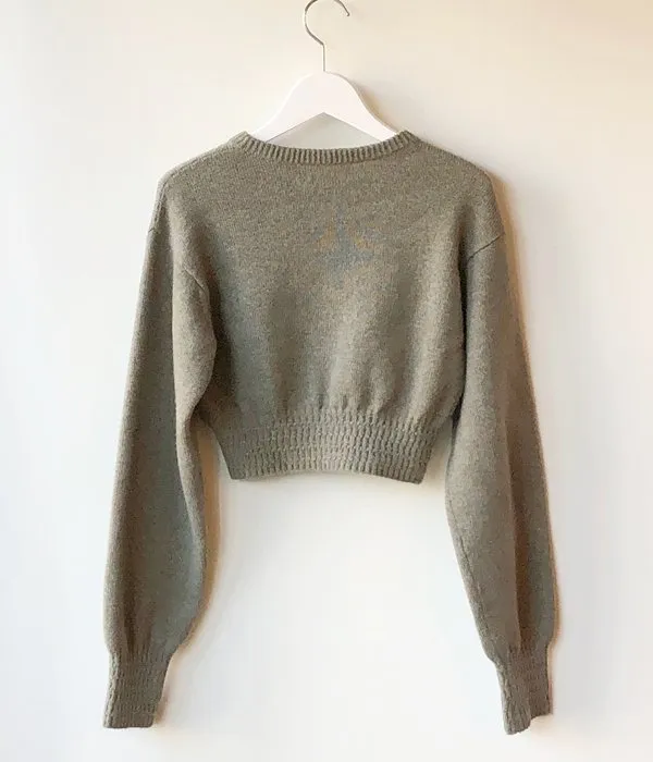 FUMIKA_UCHIDA/7G CASHMERE_CREW-NECK SHORT SWEATER(SAGEGREY)