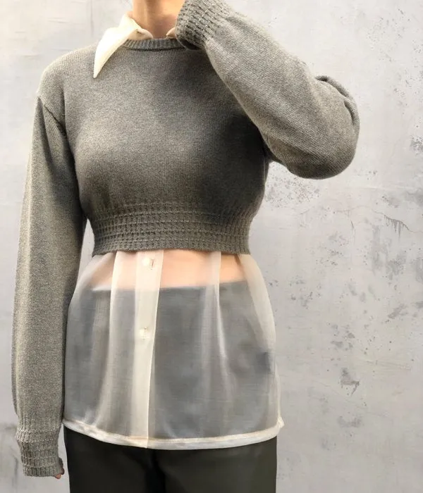FUMIKA_UCHIDA/7G CASHMERE_CREW-NECK SHORT SWEATER(SAGEGREY)