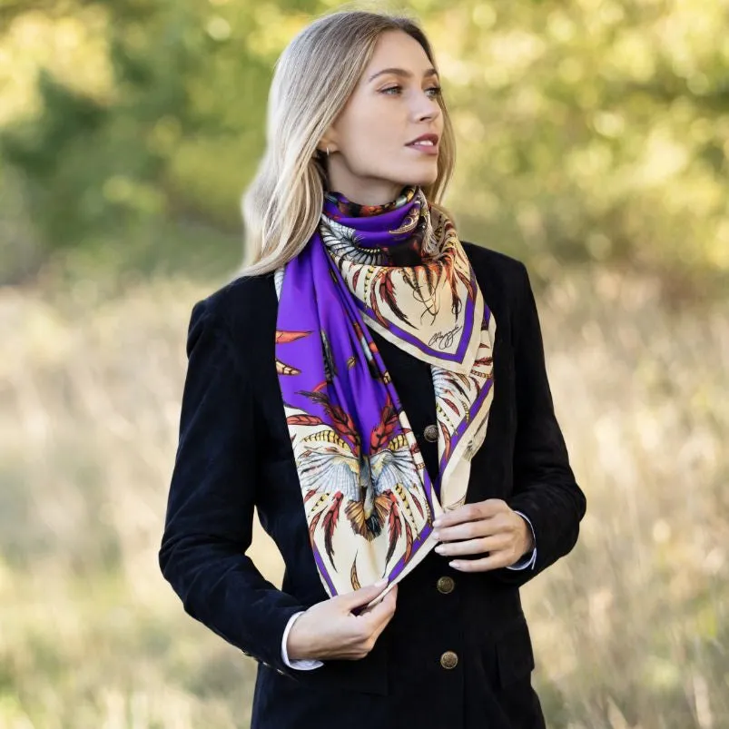 Game On Violet Large Square Silk Scarf