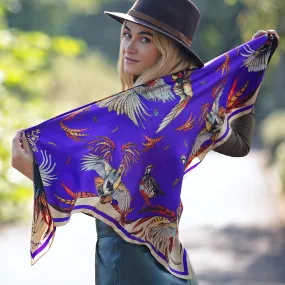 Game On Violet Large Square Silk Scarf