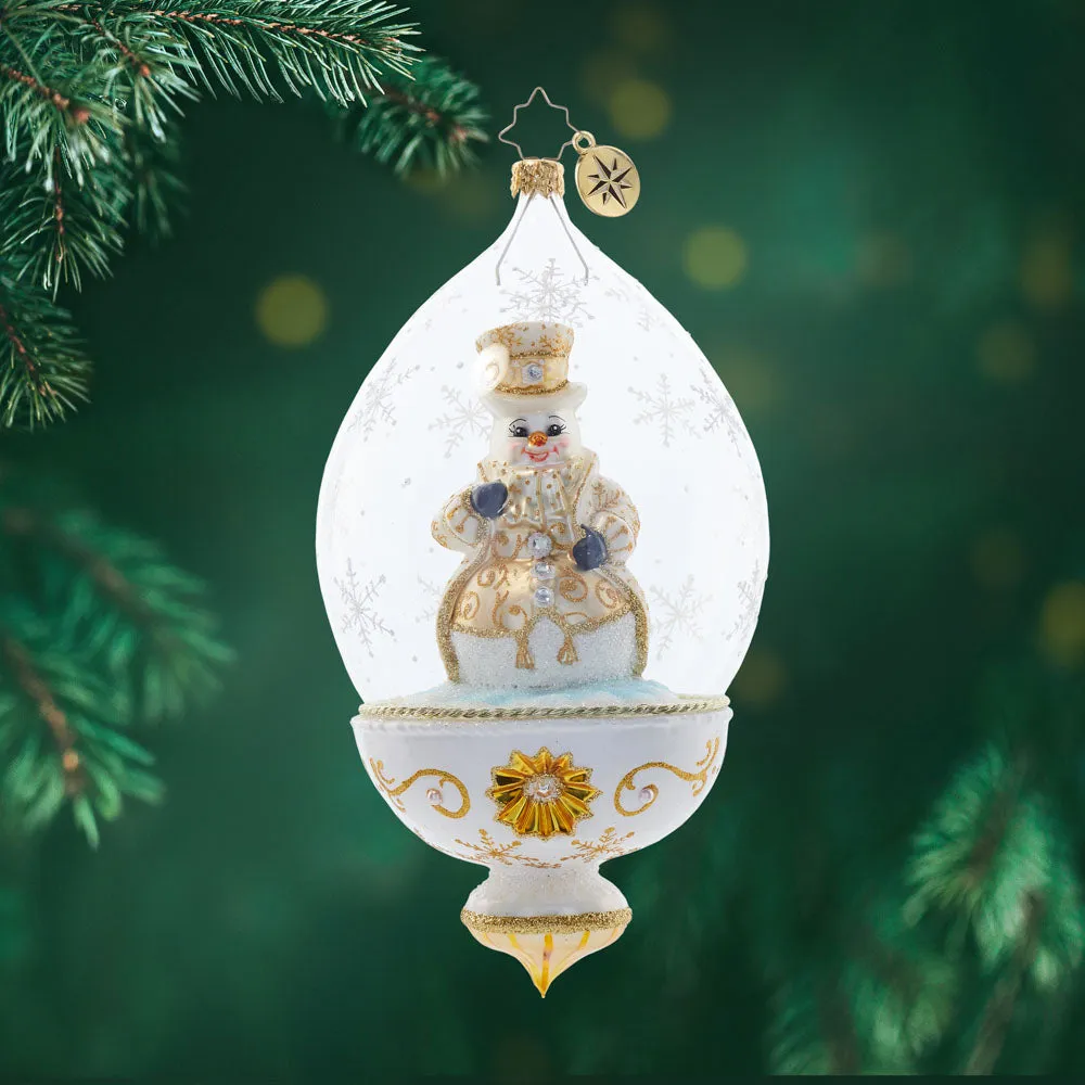 Golden Snowman Globe Ornament